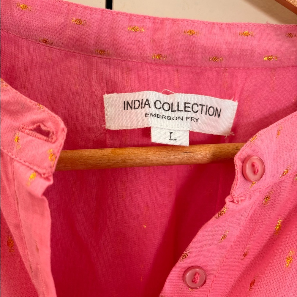 NWOT Emerson Fry India Collection Lucy Dress Pink Gold Lurex | Size L | Like New - Picture 9 of 9